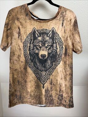 WOLVES Fenrir Viking Graphic Rayon Tee Size XL